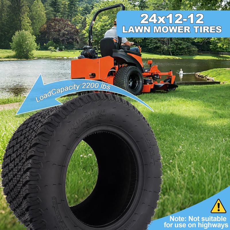 24×12-12 Tubeless Tire - 6PR-24x12.00-12 Lawn Mower Tubeless Tires