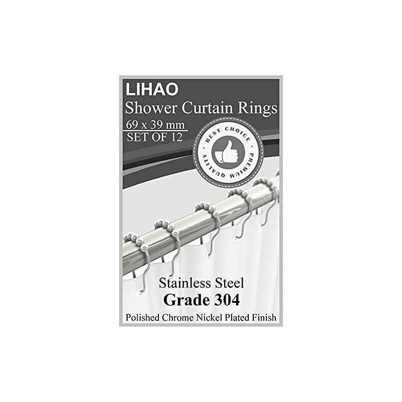 LIHAO 12Pcs Cortina de Ducha de Acero Inoxidable