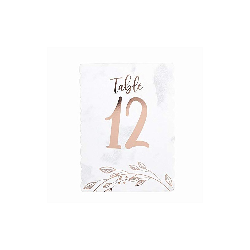 Luck and Luck Rose Gold Wedding Table Numbers 1-12