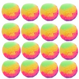 16pcs DIY Pom Pom Keychain Faux Rabbit Fur Ball Key Ring for hat Phone Tag, Handbag Charm,Rainbow