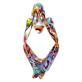 F Fityle Modern Abstract Thinker Statue Collection Resin Craft Graffiti Art Figurine Ornament Sculpture for Cafe Shelf Home Desk Decor, Left