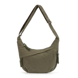 Valleycomfy Crossbody Bag Ladies Stylish Corduroy Shoulder Bag in Half Moon Shape with Adjustable Shoulder Strap - Ideal for Work, Travel, Green