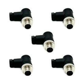 Fupiomeef 5 Pcs M12 8 Pin A Code Male Connector, IP67 Waterproof A Code Industrial Circular Connector Field Assembly Wireable Adapter Unshielded Right Angle Type Sensor for PG7 Cable 60V 4A