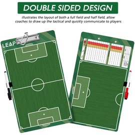 LEAP Soccer Clipboard Double Sided Design Premium Dry Erase Coaching Board Soccer Tactics Board for Coaches with Dry Erase Marker Pen Carabiner and Pen Holder