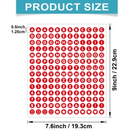 1680 Pieces 0.5 Inch Circle-Backed Letter Stickers, 10 Sheets Alphabet and Number Stickers with Cute Designs, Vinyl Stickers for DIY Cards, Item Labeling, Bullet Journaling, Scrapbooking - Red