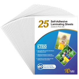 KTRIO Self Adhesive Laminating Sheets 4.5 x 6.5 Inches, 25-Pack, 10 Mil Thickness, Clear Self Sealing Laminate Pouches, No Heat Laminating Sheets for Photos, No Laminator Machine Needed
