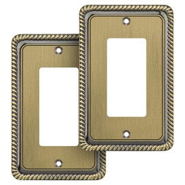 Henne Bery Rope Edge Decorative Wall Plate Switch Plate Outlet Cover (Single Decorator, 2 Pack, Antique Brass)