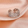 Fuqimanman2020 Adjustable Dainty Gold Plated CZ Leaf Open Ring Cubic