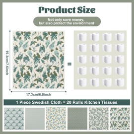 Pinsit 6 Pack Swedish Dishcloths for Kitchen, Super Absorbent Washable Swedish Dish Towels,Reusable floral Paper Towels, No Odor Cellulose Sponge Cloths Dish Towels for Dishes,Cleaning Kitchen