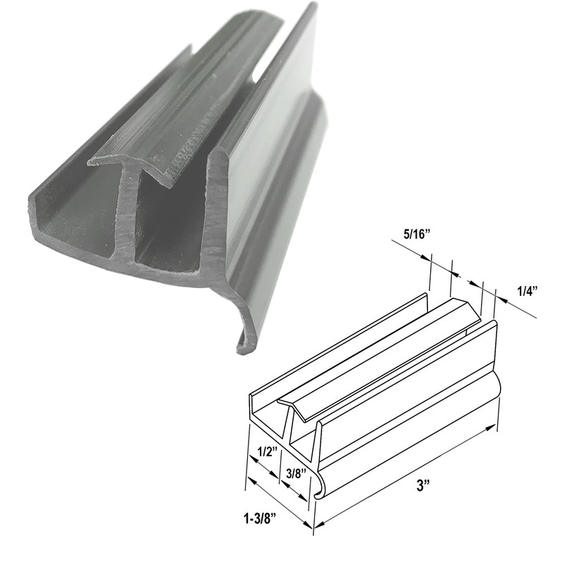 Gordon Glass® Gray Sliding Shower Door Bottom Guide 1-3/8" Wide