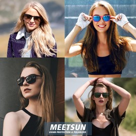 MEETSUN Polarized Sports Sunglasses for Women Men Driving Running Cycling Fishing Sun Glasses UV400 Protection Tortoise Frame-Gray Lens