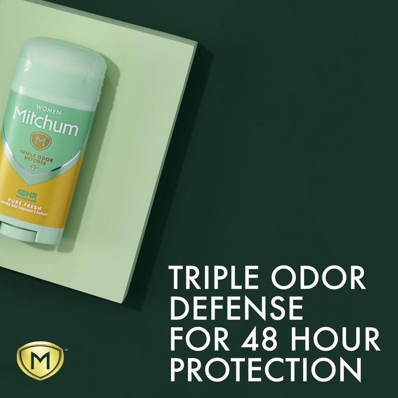 Mitchum Women Triple Odor Defense Invisible Solid Antiperspirant Deodorant, Pure