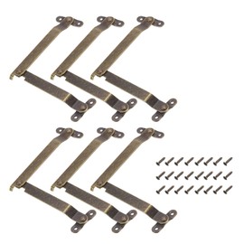 uxcell 6 Pcs Lid Folding Support Hinges, Iron 180 Degree Rotatable Hinges, Lip Stay Hinges for Wardrobe Cabinet Wooden Boxes Cases, Large