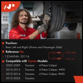 A-Premium 12.05 in (306 mm) Rear Brake Drums Set Compatible with Select Toyota Models - Tacoma 2005-2023, 2 Pcs