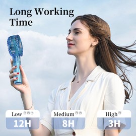 MZMSUTU Portable Mini Handheld Fan,Transparent Design Small Fan Adjustable USB Rechargeable 3 Speed Powerful Eyelash Fan For Stylish Kids Girls Women Men Indoor Outdoor Travelling (Transparent Blue)