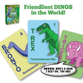 Wreathy Games - Go Fish - Dino Edition Card Game Deck - Ages 3 and up