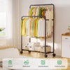 Simple Trending Clothing Clothes Rack Double Rods with Wheels, Rolling