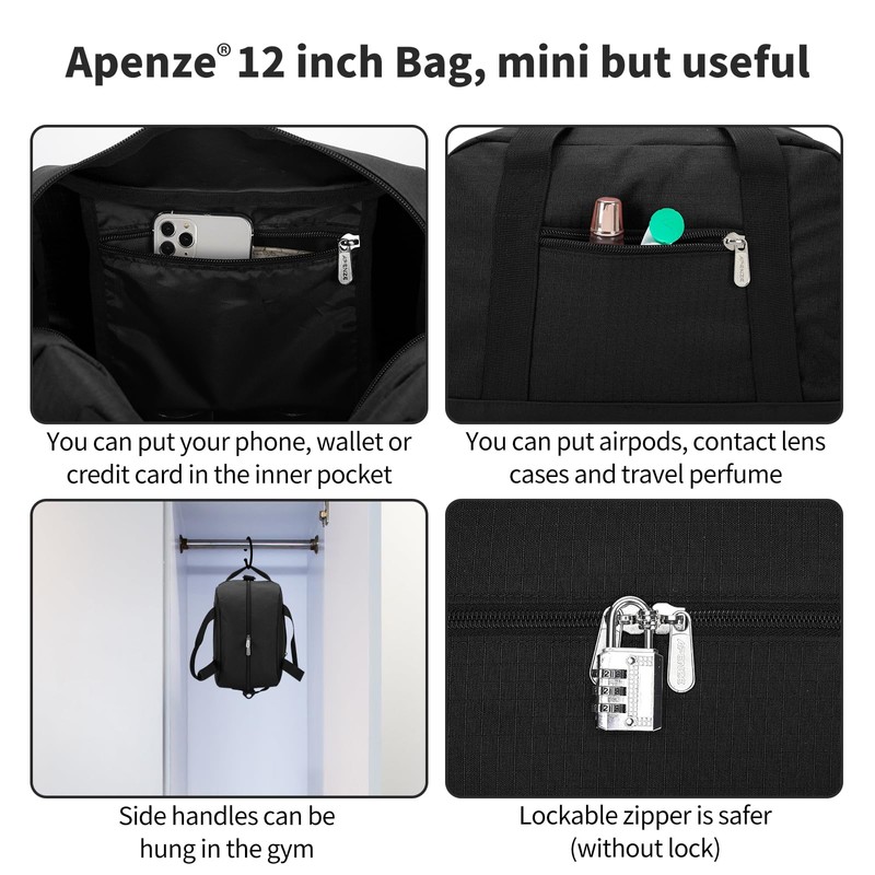 Small Gym Bag Carry On Bag - 12 inch Mini