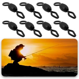 eMagTech 100Pcs Fishing Swivels Round Rhombus Fishing Figure Eight Ring for Sea Carp Freshwater Angling 14mm Black