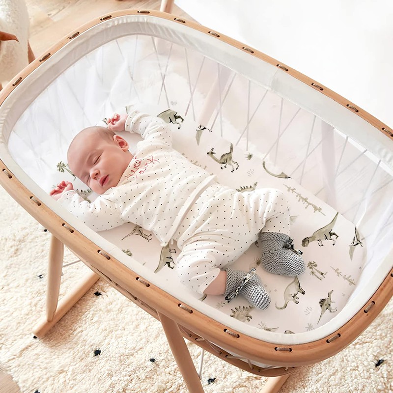Ultra Soft Stretchy Jersey Knit Fitted Bassinet Sheets 3 Pack,
