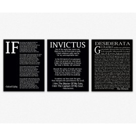 Wallbuddy If Poem Invictus Poem and Desiderata Inspirational Poems Set of 3 (5 x 7, Matt Black)