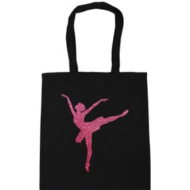 Hippowarehouse Ballerina ballet - pink glitter Tote Shopping Gym Beach Bag 42cm x38cm, 10 litres