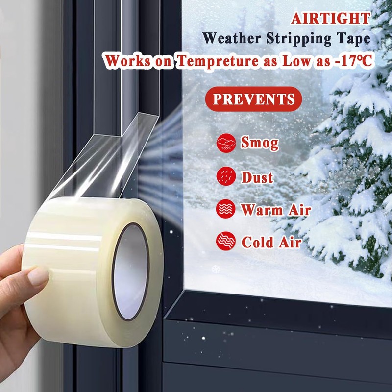 Dstorelhp Transparent Window Weather Sealing Tape, 2Inch x 65.6FT Clear