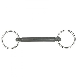 HORZE Rubber Mullen Mouth Loose Ring Snaffle Bit - Black - 4.5
