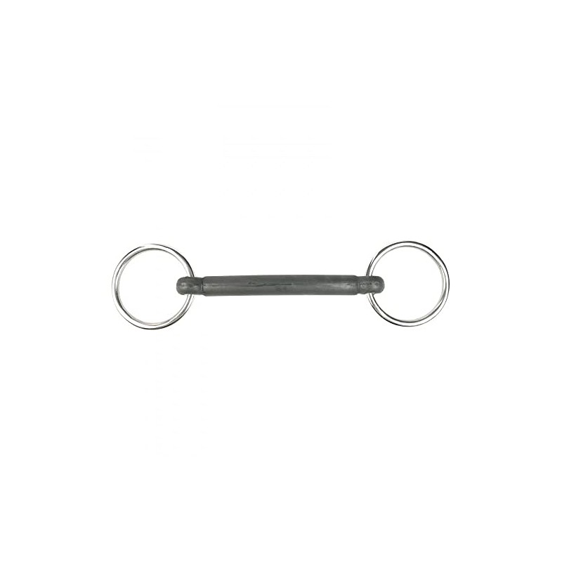 HORZE Rubber Mullen Mouth Loose Ring Snaffle Bit - Black