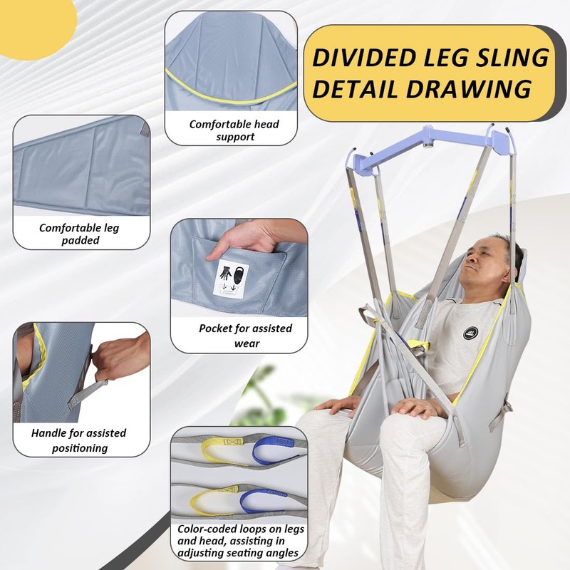 EZ Assistive Patient Lift Universal Padded Sling with Head Support,