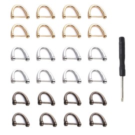 Pamtns Pack of 24 D Ring with Screw Backpack Buckle Key Ring Accessories Bag Accessories Key Holder D Loop Removable D Rings with Closing Screw Shackle for Buckles