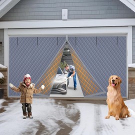 ZEIWEO Garage Door Insulation Kit 2-Car 16x7Ft Magnetic Thermal Insulated Door Curtain for Winter, Gray
