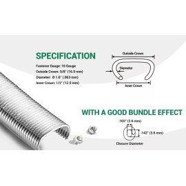 5/8 Grapas redonda de anillos para  Grapadora De Anillo De Cerdo Alicate Neumático 4500 Grapas De Acero Inoxidable Grapadora Anillos Neumatica