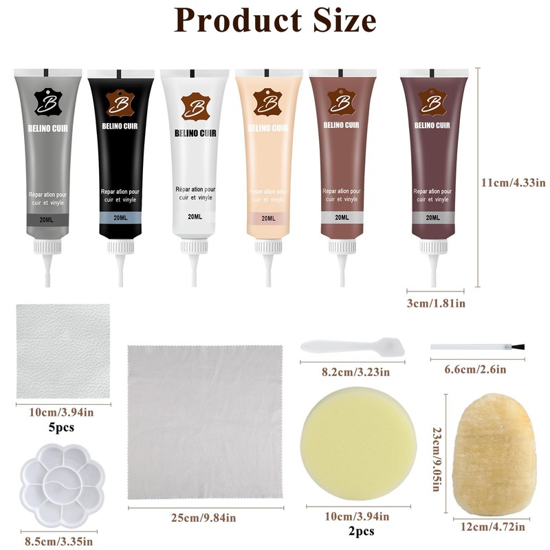 JIANGZHIB Leather Repair Cream, 6 Colours Leather Repair Set, Faux