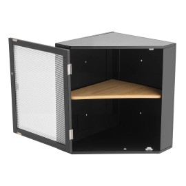 Bread Box Corner Storage Container Black Bamboo Wavy Acrylic Door Large Capacity Kitchen Freshness Preservation Farmhouse StyleColor: Black Color