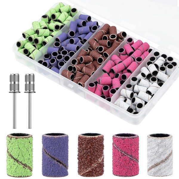 300Pcs Sanding Bands for Nail Drill, 80#120#150#180#240#Grit Sanding Bands with