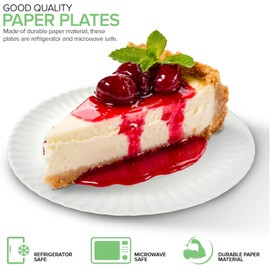 Ask Packaging 100 Paper Plates 18cm - 7 inch Disposable White Paper Plates – 100% Natural & Recyclable for Hot & Cold Use - Perfect for Everyday Use, Birthday, Picnic, Anniversary, Parties, Christmas