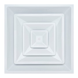 Fits 24x24 Steel T-Bar Drop Ceiling Grid | 2x2 Feet Lay in Steel Air Supply Diffuser with Round 10" [Neck Size] by Handua | 3 Cone | Drop Celing Vent | White | Outer Dimension: 23-3/4" x 23-3/4"