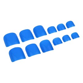 24Pcs Summer Blue Press on Toenails Short Square Solid Color Designs Glossy Cute Sky Blue Acrylic Artificial Reusable Fake Toenails for Women Girls Toenails Decorations 24Pcs