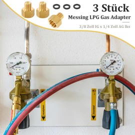 3 Stück Gasflaschen Adapter, Gas Schnellkupplung, 3/8 Zoll Ig X 1/4 Zoll Ag Lks Gaskartuschen Adapter Gaskartusche für Gaskocher, Gasleitung, Wohnmobil, Camping, Gastherme, Campingkocher