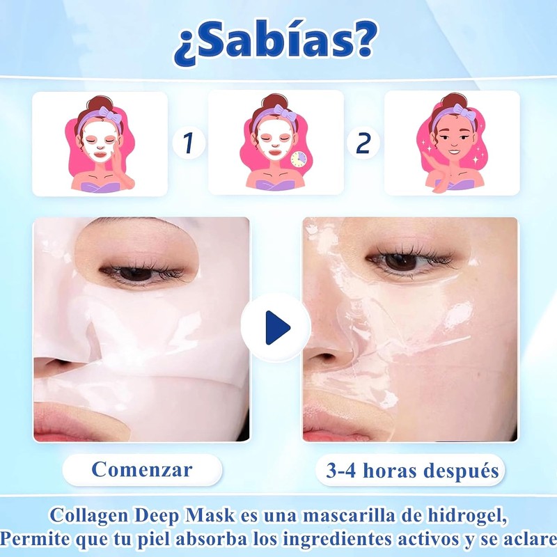 SINYI 4PCS Collagen Mask, Mascarilla Nocturna de Colágeno,Pore Minimizing Elasticity