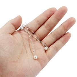 Coufce 100 pcs Corsage Boutonniere Pins, Round Head Straight Pins Wedding Bouquet Decorations DIY Crafts, Jewelry Making, Sewing (White)