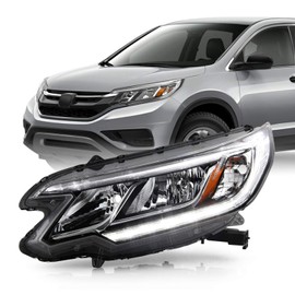 AKKON - Fits 2015-2016 Honda CR-V EX/EX-L/SE [Tube Bar] Chrome Headlight Headlamp Driver Left Side w/LED DRL Model