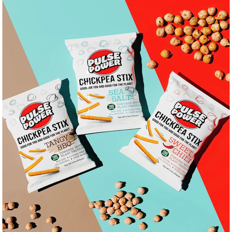 Pulse Power Chickpea Stix - Crunchy Snacks, High Protein, Gluten