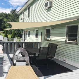 E&K Sunrise 20' x 24' Sun Shade Sail Rectangle Canopy Shade Cover with A Ring Steel Cable Wire UV Block for Pergola Patio Backyard Garden Deck Outdoor (Sand)