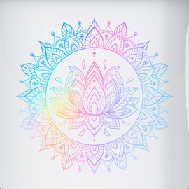 Enamel Tin Cup – Yoga – Cups – Lotus Flower Spiritual Meditation Mandala Pilates Lotus Relaxation – 300 ml – White Blue – Yoga Cup Gifts for Fans Everything