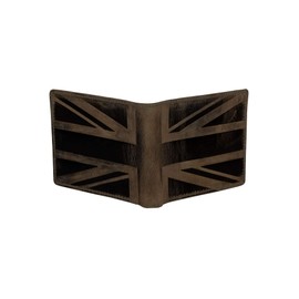 Hudson & James Designer London Real Distressed Leather Mens Wallet with Zip Coin Pocket Credit Carder Holder Bifold Purse UK Union Jack (Dark Brown)