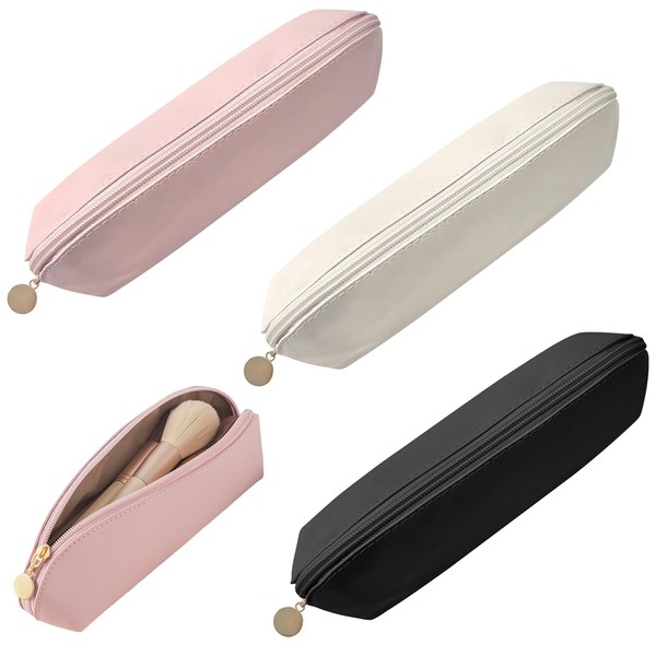 VLYX 3 PCS Makeup Brush Travel Bag Large PU Leather,