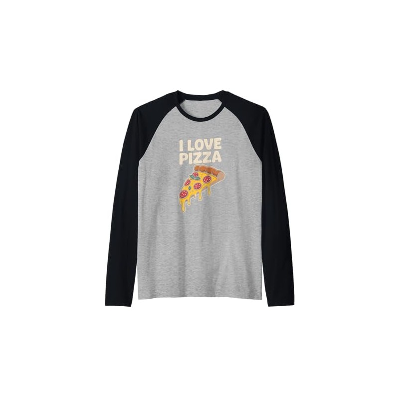 I Love Pizza Slice Dripping Cheese Delight Raglan Baseball Tee
