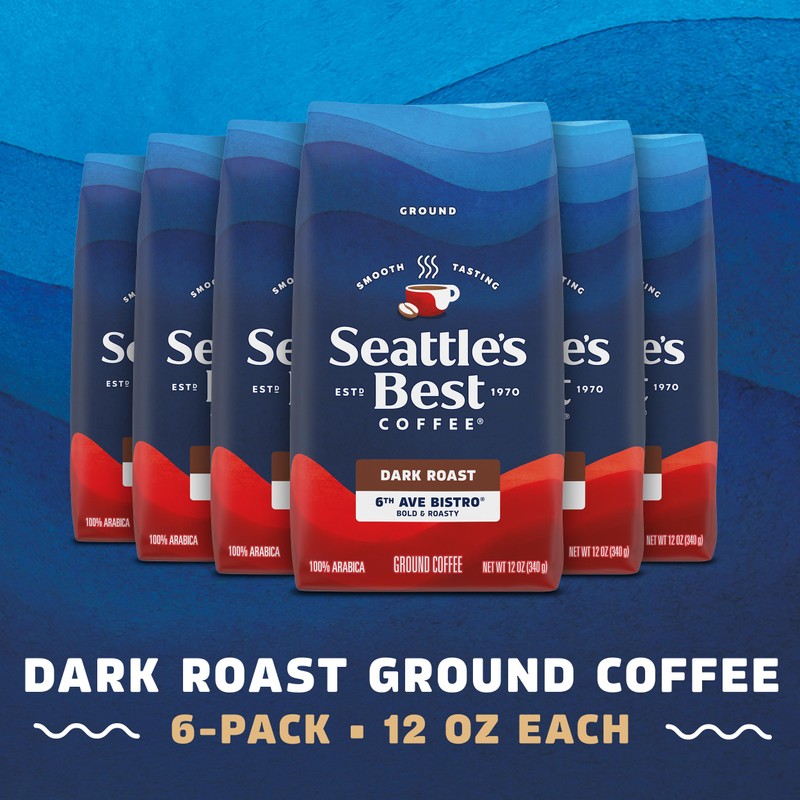 Seattle’s Best Coffee, Dark Roast Ground Coffee, 6th Ave Bistro,